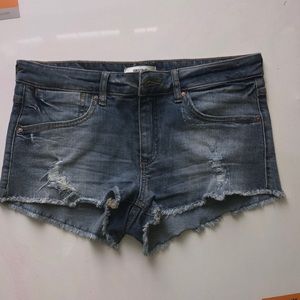 Light washed blue jean shorts